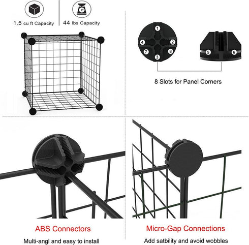 16pcs 13"x13" LANGXUN Small Animal Playpen with Waterproof Mat, Pet Playpen, Rabbit Guinea Pig Cages, Puppy Kitten