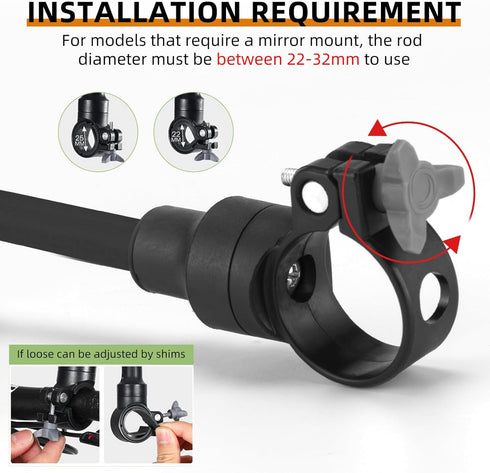 ROCKBROS Bike Mirror Handlebar Mount, 360° Rotatable Adjustable Bicycle Rear View Mirror for Mountain Road Bike