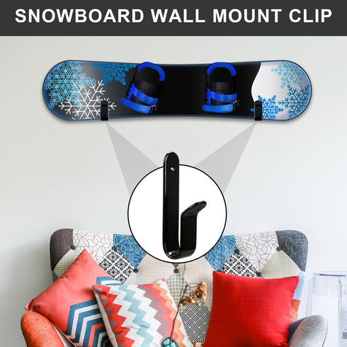 Horizontal Snowboard Wall Mount Clips, Snowboard Display Stand for Room and Garage