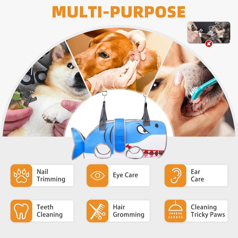 Hammock Trimming/Clipping, Dog Grooming for Small Dogs Cats, Cute Shark Design Dog Hanging Harness for Nail Pet Sling