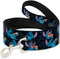 Buckle-Down Pet Leash - Stitch Snacking Poses Black/Blue; 6 Feet Long, 1/2" Wide