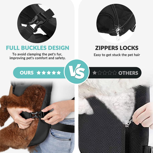 Lukovee Dog Backpack Carrier - Adjustable Hands-Free Front Carrier for Small Medium Dogs, Hiking (B, Large)