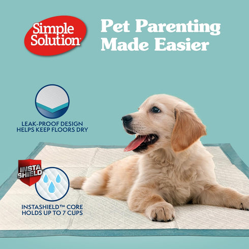 Simple Solution Training Puppy Pads - 100 Count, 6 Layer Dog Pee Pads, Absorbs Up to 6 Cups, 23x24in