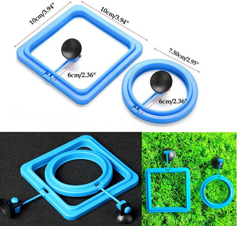 2 Pcs Fish Feeding Ring, Blue Floating Food Feeder Circle with Suction Cup for Aquarium, for Guppy, Betta, Goldfish