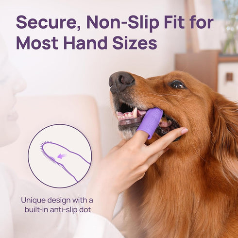 4-Pack HICC PET Dog Toothbrush, Anti-Slip Dog Tooth Brushing Kit, Dog Finger Toothbrush for Plaque and Tartar Cleaning