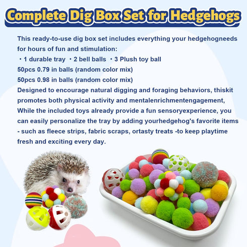 Funny Hedgehog Cage Accessories Enrichment Toys, Cute Sandbox and Ball Toys, Small Animal Accessories for Hedgehog