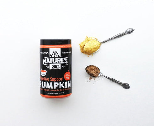 Nature's Diet Pet Dried Pumpkin Powder for Digestive Support, Natural Fiber for Firm Stool, Regularity (16 oz = 53