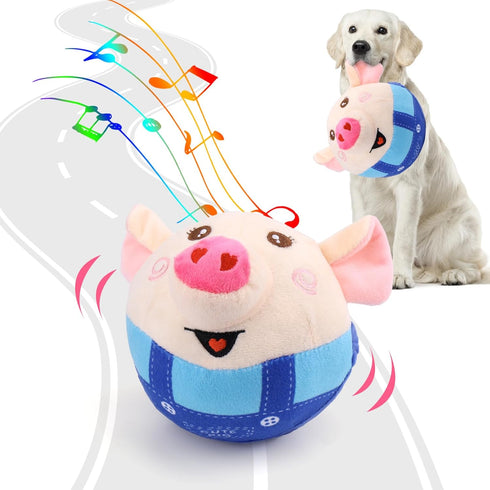 BABORUI Interactive Dog Toys Pig, Jumping Squeaky Dog Toys with Recording and Music Modes, Rechargeable for All Sizes