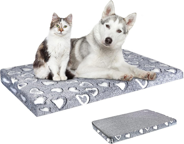 VANKEAN Dog Crate Mat Reversible Cool and Warm, Stylish Bed for Crate with Waterproof Inner Linings, Grey