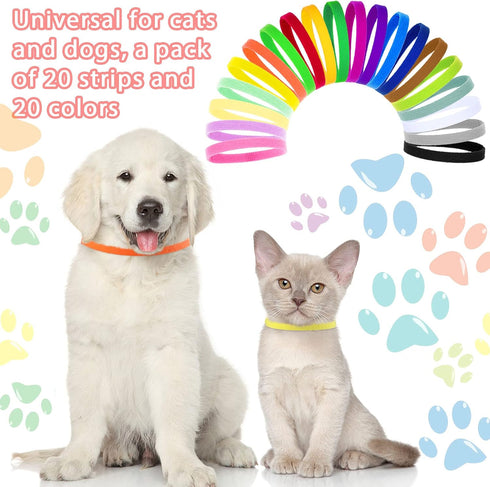 Frienda 60 Pieces Puppy Whelping Collars, Double-Sided Adjustable ID Bands for Newborn Pet Dogs and Cats, S, M, L