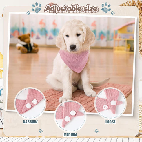 10 Pcs Muslin Cotton Triangle Dog Bandanas Reversible Pet Bibs Scarf Dog Scarves with Two Snaps Apparel Accessories