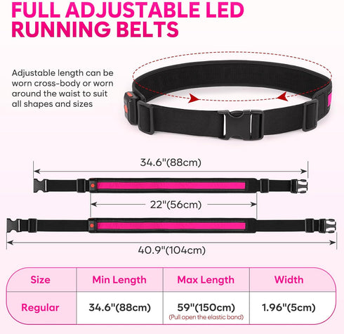 Illumifun LED Running Belt - USB Rechargeable Light Up Sash for High-Visibility Running, Cycling, Nighttime Activities