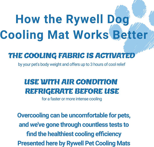 Rywell Upgrade Self-Cooling Mat for Dogs, Extra Large 44'' x 32'', Washable Non-Toxic Summer Pet Outdoor Bed