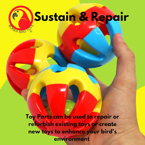 Bonka Bird Toys 1312 Pack, 3 Plastic Soccer Ball for Medium to Large Birds, 3.00" Diameter