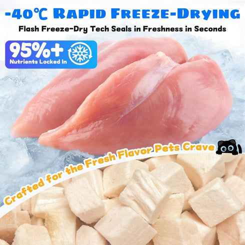 ZHSteveG |3.52 oz Freeze-Dried Chicken Breast Treats for Dogs & Cats Premium Single-Ingredient Nutrition, All Natural
