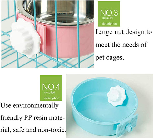 Stainless Steel Removable Pet Food Bowl, Anti-overturn Water Feeder Container, 2 Set for Small Dog/Cat/Rabbit, Easy to