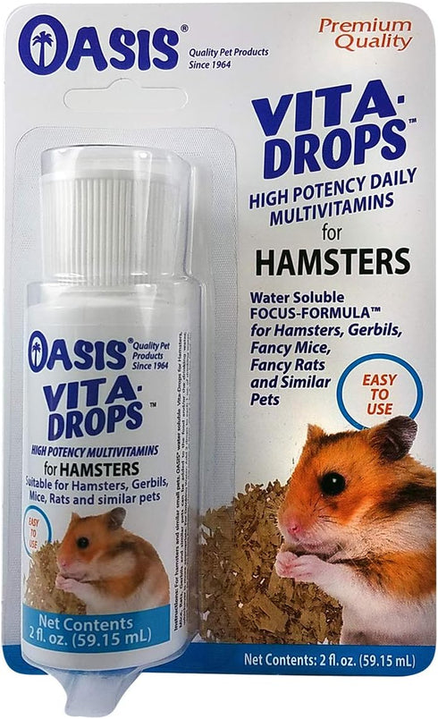 Oasis Hamster Vita-Drops, 2 oz, All-in-1 Multivitamins, Daily Vitamin Supplement, Orange Flavor