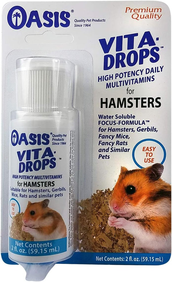Oasis Hamster Vita-Drops, 2 oz, All-in-1 Multivitamins, Daily Vitamin Supplement, Orange Flavor