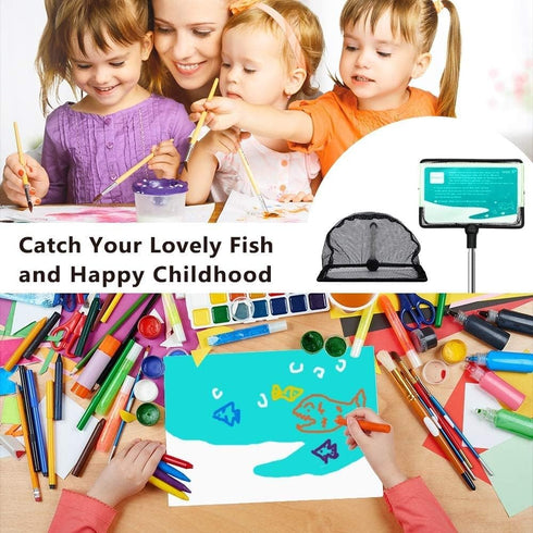 Fine Mesh Fish Net for Fish Tank, 9-24 Inch Stainless Steel Long Handle, Extendable Fishing Net for Pond, Creek (4 inch)