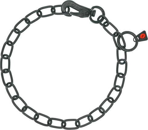 Herm Sprenger Black Stainless Steel Adjustable Fur Saver Dog Chain Collar, Medium Link with Quick Release Snap Hook for