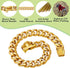 Stainless Steel Gold Dog Collars with Safety Buckle Lock, 18K Cuban Link Chain for Small Medium Large Dogs