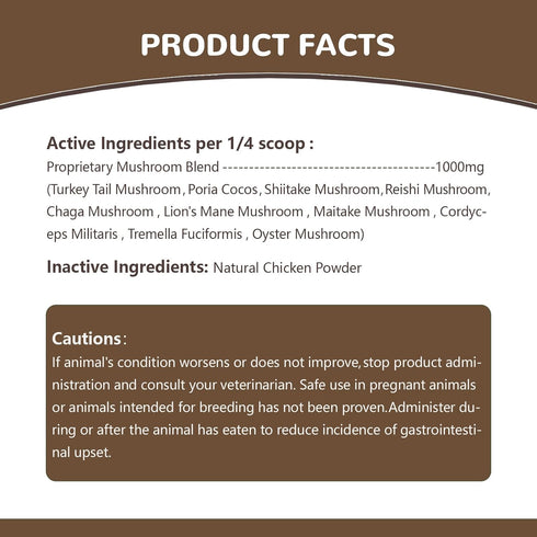 10 50% Immune 60g Turkey Tail Mushroom Powder for Dogs, Organic Mushroom Blend for Lipoma Lumps and Bumps, Dog & Cat
