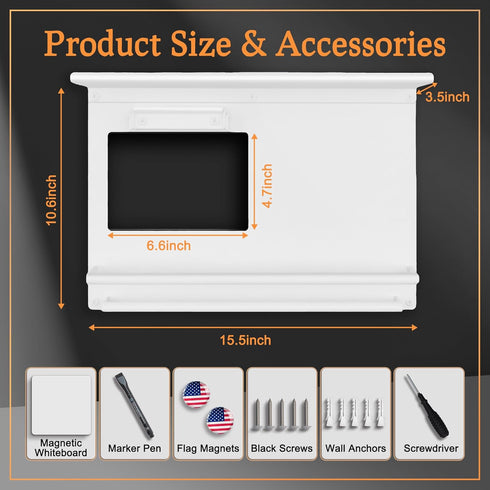 2-Bar 50+ Running Medal Display with Trophy Shelf, Race Bib Holder and Whiteboard, Medal Holder for Medals with Flag
