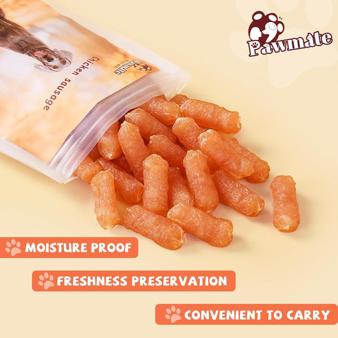 10.6 oz Pawmate Dog Treats Chicken Sausages, Natural Chicken Jerky Training Treats with Glucosamine, Chondroitin, MSM