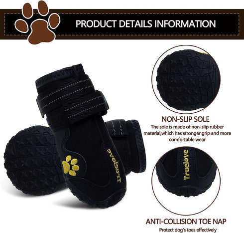 Expawlorer Dog Shoes for Large Dogs - Waterproof Booties for Hot Pavement, Hiking, Anti-Slip, All Weather Protection