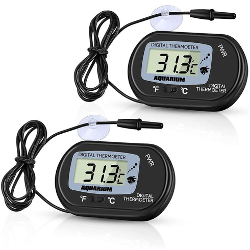 ZACRO 2 Pack Digital Aquarium Thermometer, Fish Tank Water Thermometer with Large LCD Display
