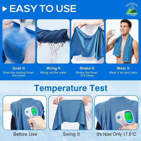 4 Pack, 40"x12" Cooling Towel Ice Towel for Instant Relief, Microfiber Chilly Towel for Sports, Gym, Running, Yoga