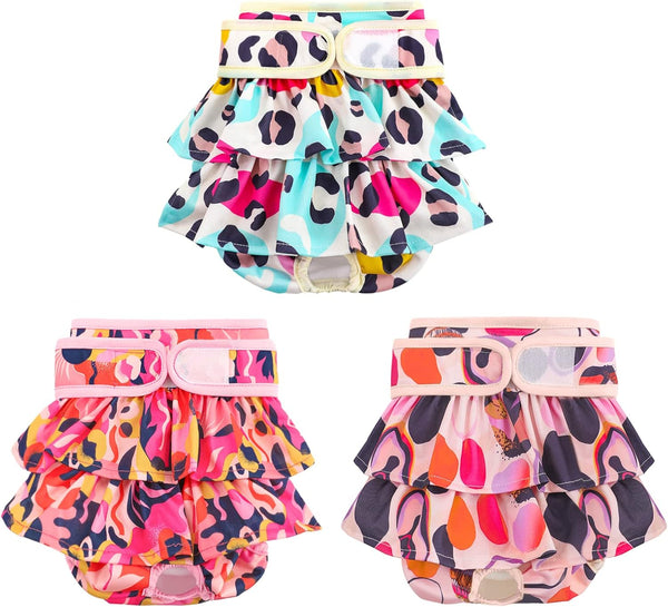 Washable Dog Diapers Female 3 Pack Reusable Premium Highly Absorbent Doggie Diapers,