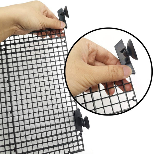 TIHOOD 4PCS Aquarium Divider Tray, Plastic Grid Egg Crate Light Diffuser with 8PCS Sucker Clip