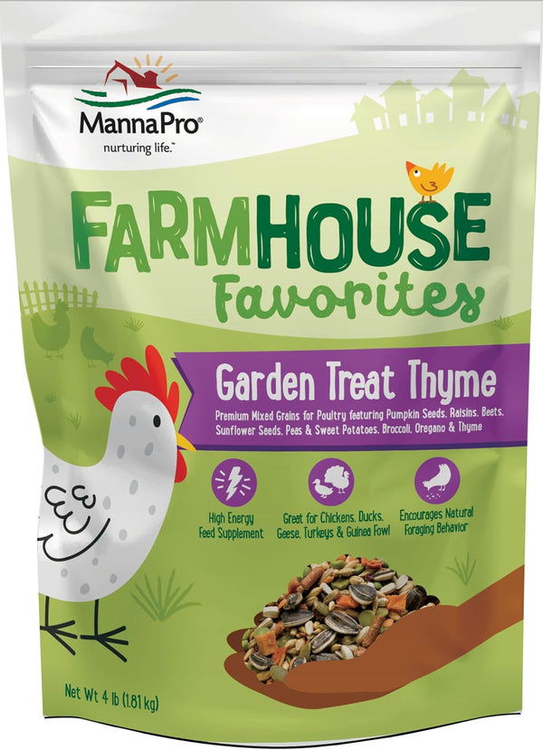 Manna Pro Farmhouse Favorites – Garden Treat Thyme – Poultry Feed Supplement with Oregano & Thyme