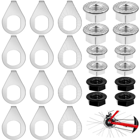 FOJOO 24PCS Bike Axle Nuts & Safety Washers Kit, 3 Sizes M8/M9.5/M10 Bicycle
