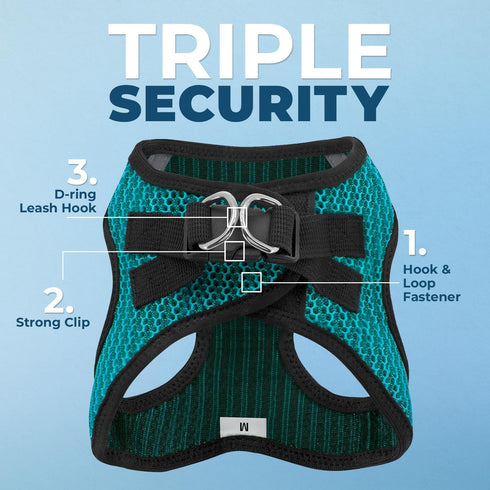 Best Pet Supplies Reflective No Pull Harness for Small, Medium Dogs, Cats - All Weather Mesh, Turquoise 2-Tone, XL