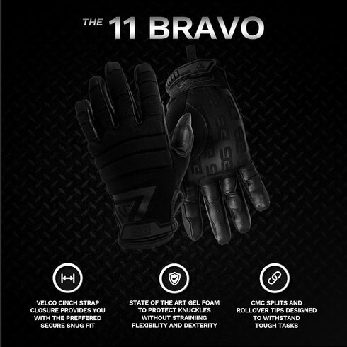 Glove Station 11 Bravo Work Gloves - Goatskin Leather Palm, Knuckle Protection, Gel Foam Patrol Gloves for Men,