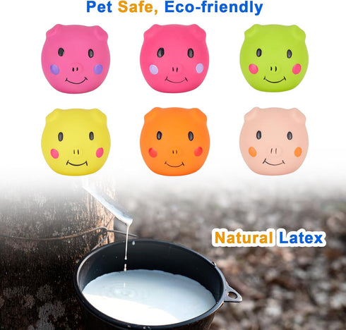 Squeaky Dog Toy, Latex Toys for Puppy and Small Dogs, Piggy Face Squeaky Balls Rubber Soft Chewing Durable Fetch Play