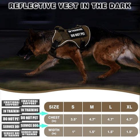 WINSEE Service Dog in Training Mesh Harness, Soft Air Mesh, Reflective Military Vest for Medium Dogs