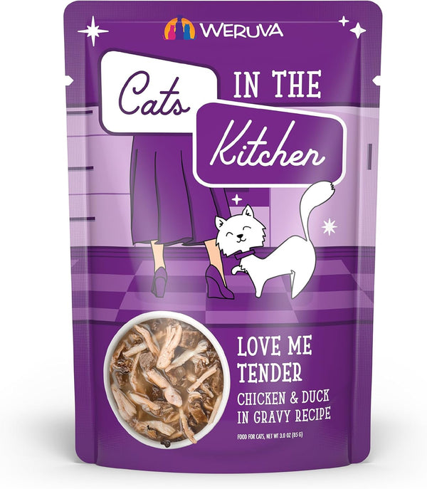 Weruva Cats in The Kitchen, Love Me Tender with Chicken & Duck in Gravy Cat Food - 3oz Pouch (Pack of 12)