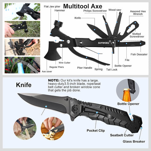 Gifts for Men Dad Husband - 21 in 1 Survival Gear and Equipment Kit, Tactical Tool