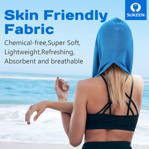 Sukeen Cooling Hoodie Towel, Absorbent Quick-Drying Cooling Towels for Neck and Face, UV Sun Protection Cooling Neck
