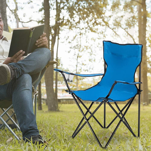 SWLJKU 600D 230lbs Small Camping Chair for Adults - Compact Lightweight Folding Chair, Blue Oxford Cloth, Iron Pipe