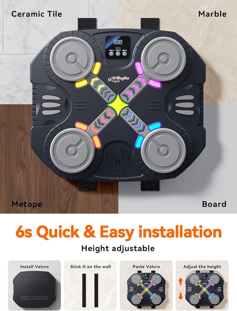 2 3 4 5 6 7 8 Music Boxing Machine for Kids, Year Old Boy Birthday Gift, Wall Mounted Punching Target with LED Lights