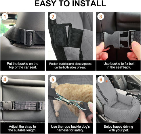 40lbs, Dog Car Seat for Small Medium Dogs Up to Detachable Washable Soft Pet Booster Travel Bed for Front & Gray Seat