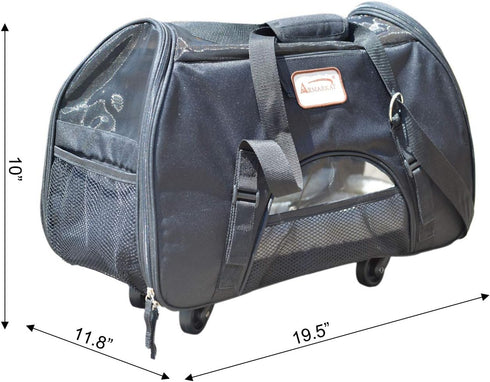 Armarkat PC101B Roll Away Pet Carrier, Black