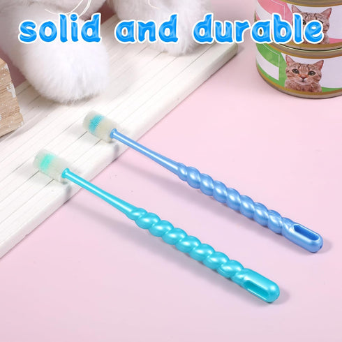 LXUEJIE 4 360-Degree Pcs Pet Toothbrush for Puppy, Small Dog and Cat Soft Toothbrush Pet Teeth Cleaning Kit (Blue