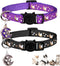 2Pcs Adjustable Breakaway Cat Collars with Bell & Pendant - Glow in The Dark, Purple + Black for Boy & Girl Cats