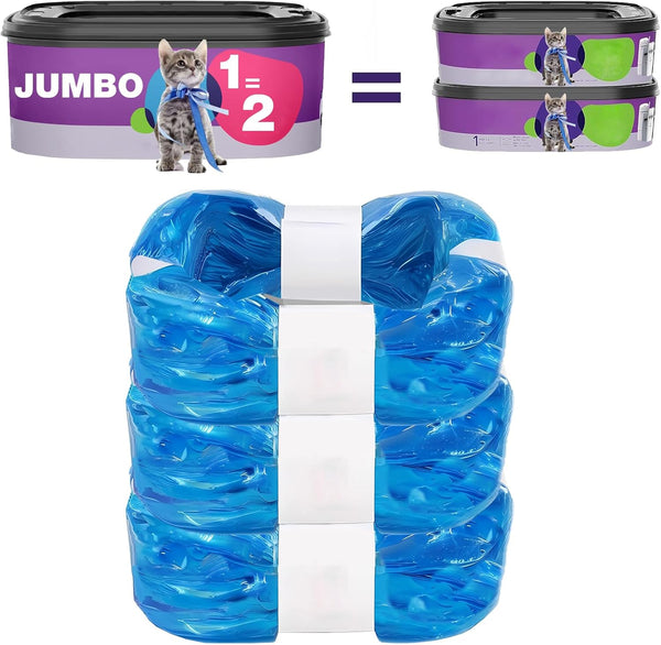 Jumbo 3-Pack Cat Litter Refill Bags, Compatible with Litter Cat Genie Standard Pail, Plus and XL+ Pail