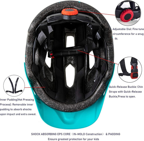 Kids Helmet, SIFVO Kids Bike Helmet with Cool Visor for Boys and Girls 5-14, Adjustable & Lightweight 50-57cm